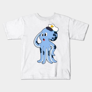Octopus as Captain with Cap Kids T-Shirt